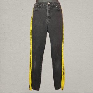Tinseltown Black Jeans with Yellow Stripes